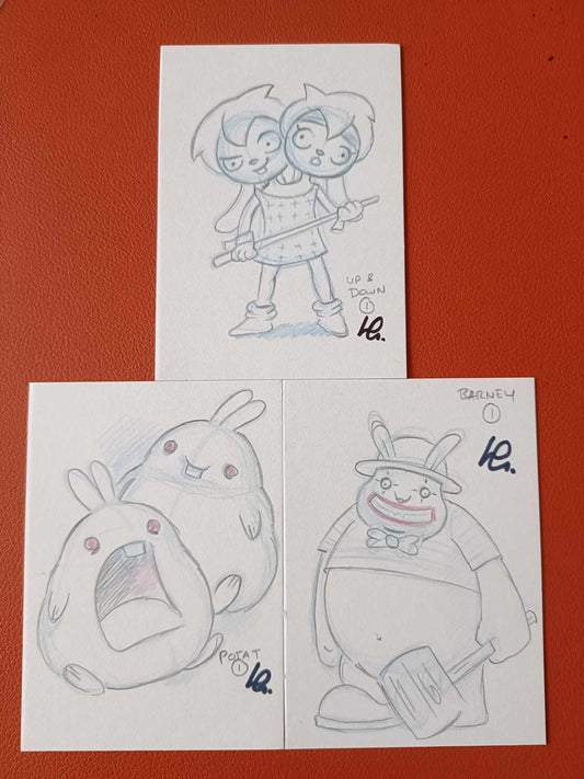 Die Rabbit Die character design cards