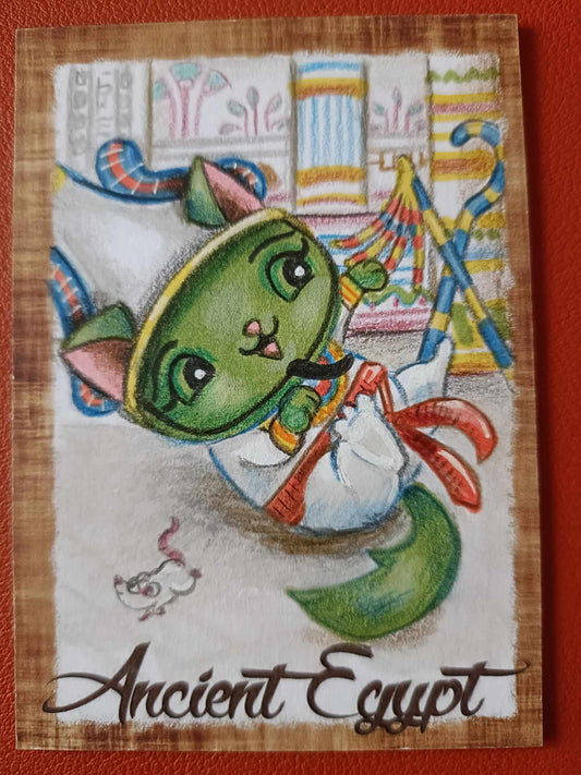 Kitty Eerie Ancient Egypt base card art original sketch card Osihiss