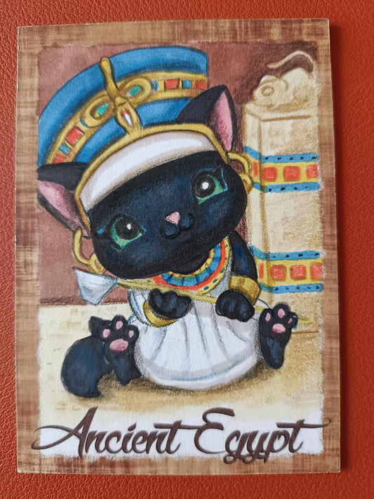 Kitty Eerie Ancient Egypt base card art original sketch card Nerferkitty