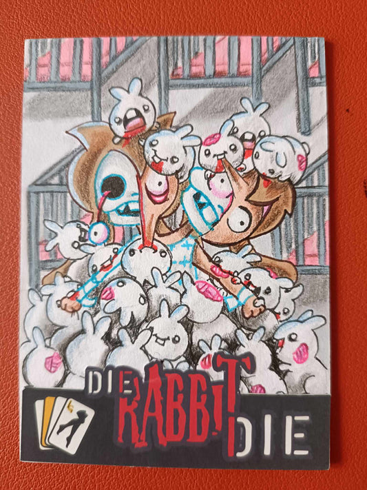 Die Rabbit Die Up & Down vs Zombuns Original base art sketch card