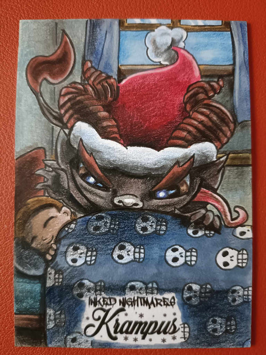 Krampus inked nightmares Attic Cards original sketch card