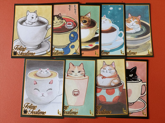 9 Card Feline Teatime set