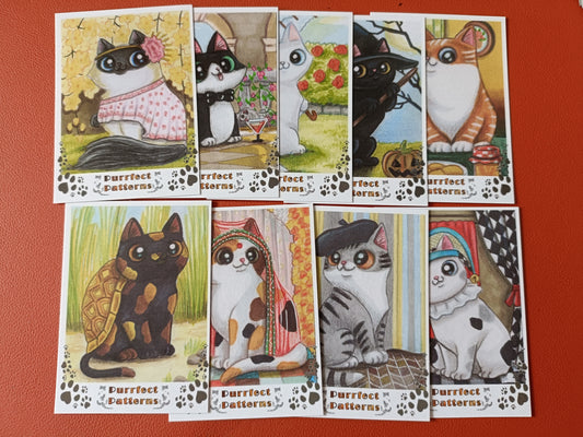 9 card Purrfect Patterns card set