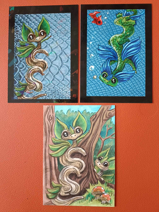 Dragons original sketch card product art plus 2 printed cards